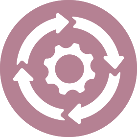 Icon with gear in center and four arrows to show Continuous improvement