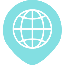 Location marker icon with globe inside